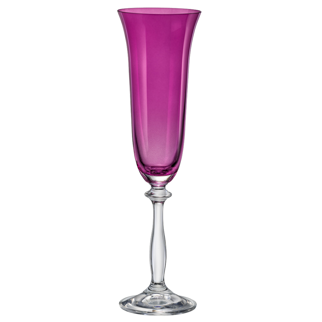 Fotografia para o produto Jogo de 6 taças para champanhe colorida em cristal ecológico 190ml A24,5cm cor violeta