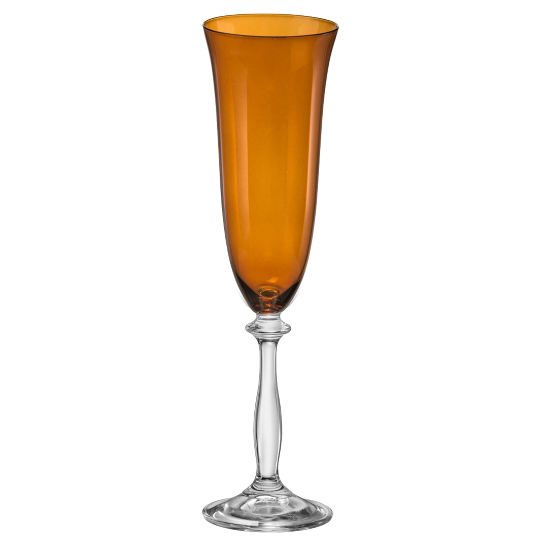 Fotografia para o produto Jogo de 6 taças para champanhe colorida em cristal ecológico 190ml A24,5cm cor marrom