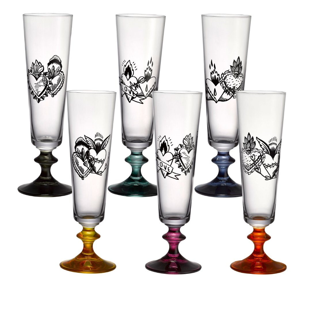 Imagem ilustrativa para Jogo de 6 taças para champanhe em cristal ecológico 205ml A20,3cm sortido