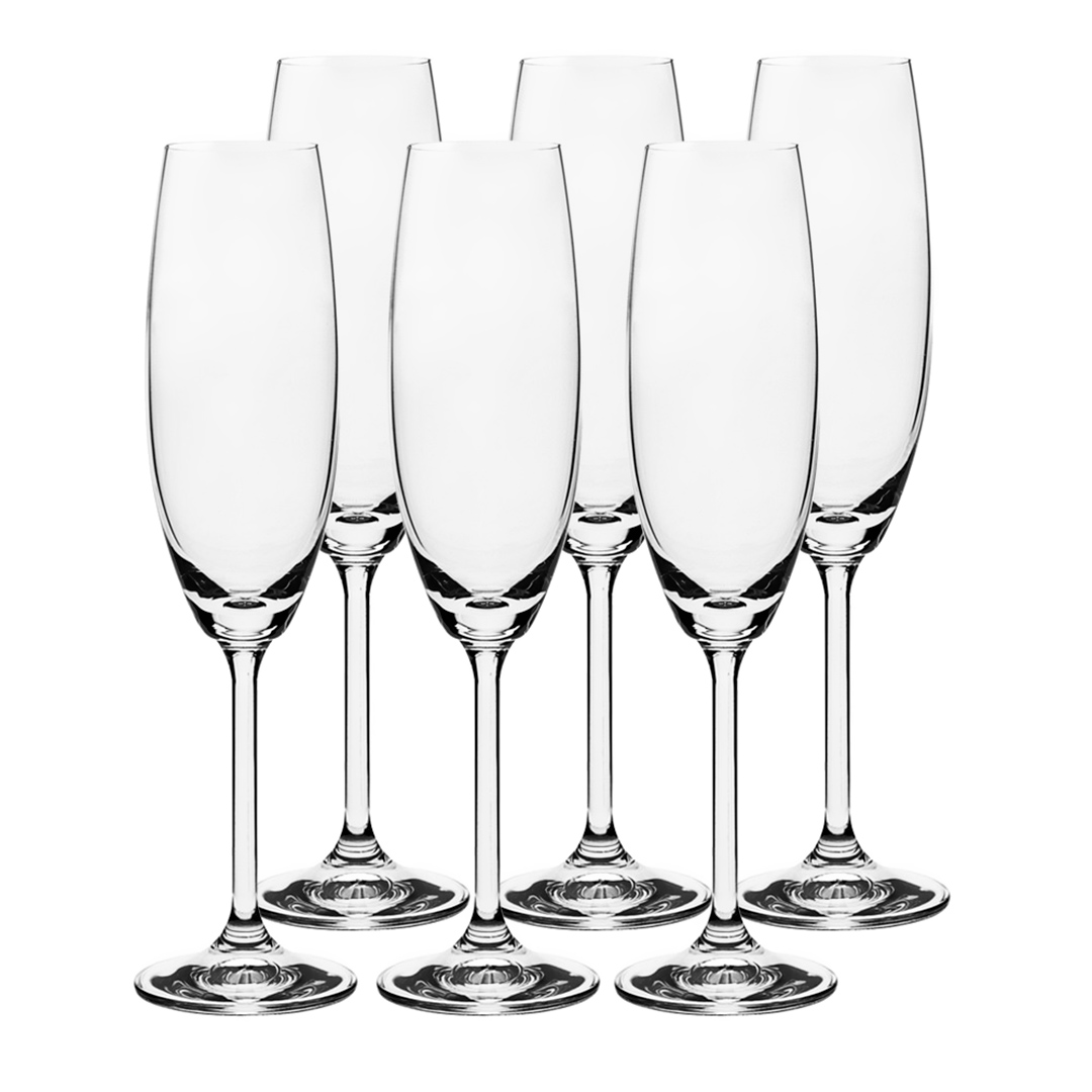Fotografia para o produto Jogo de 6 taças para champagne em cristal ecológico 220ml A24cm