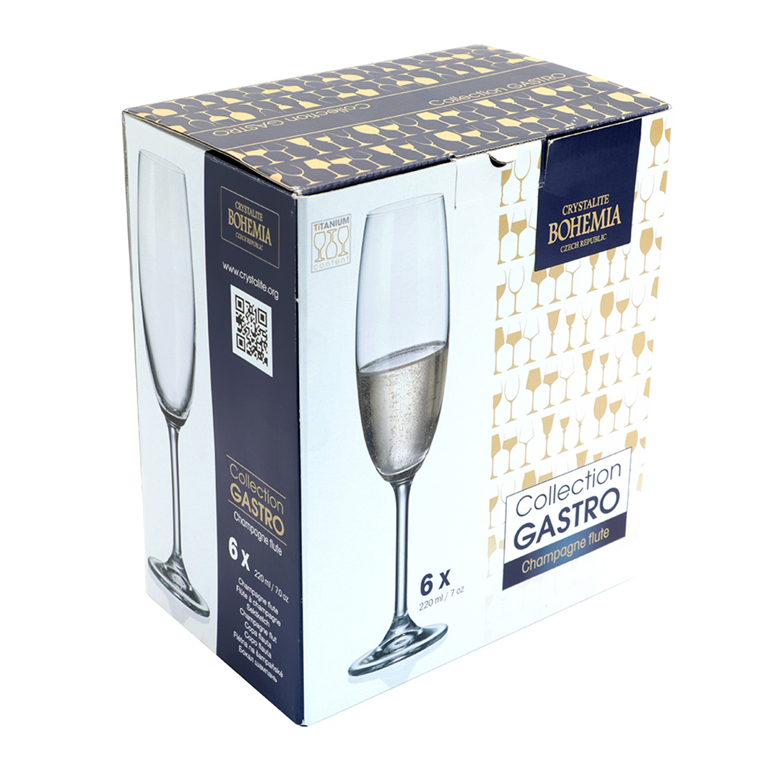 Fotografia para o produto Jogo de 6 taças para champagne em cristal ecológico 220ml A24cm