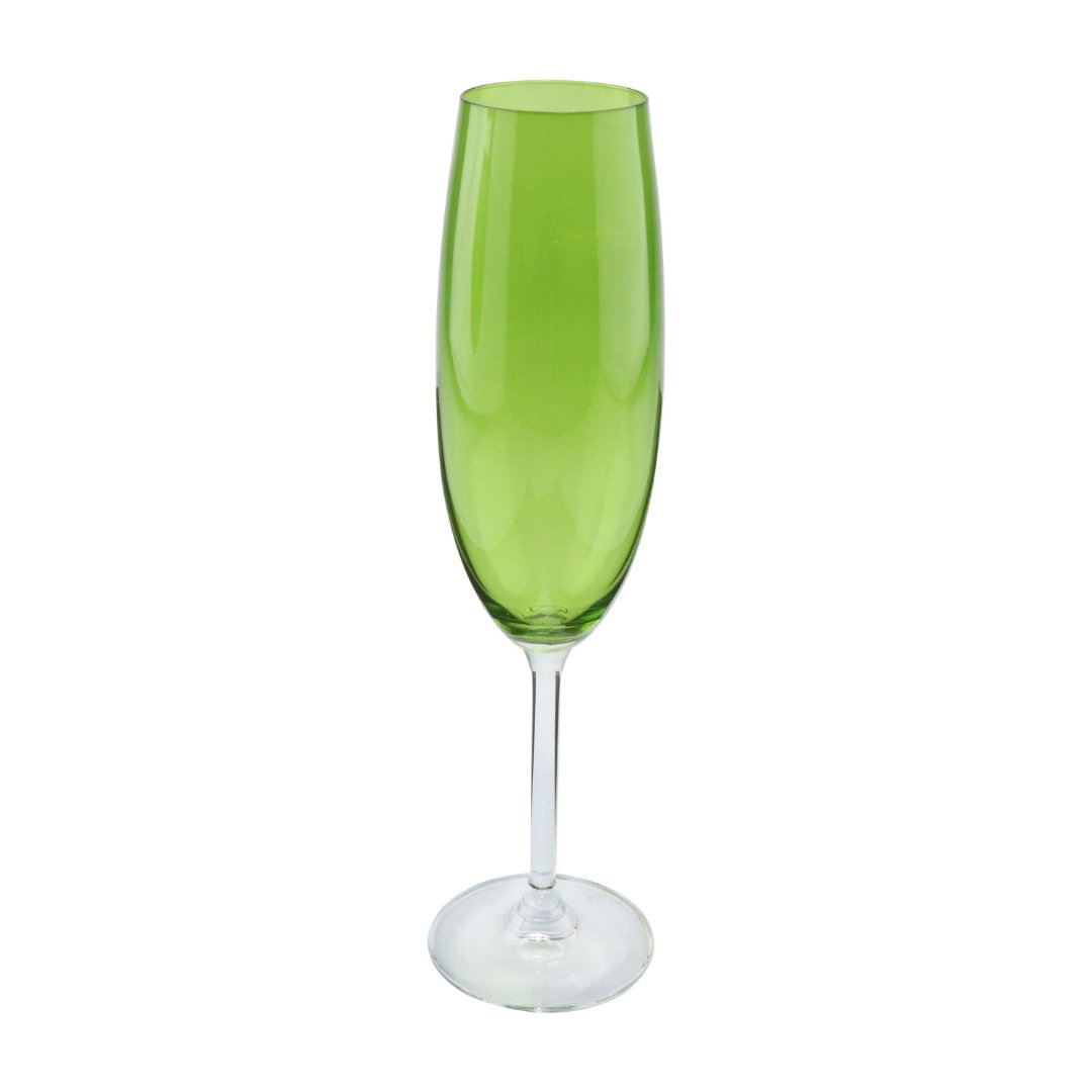 Fotografia para o produto Jogo de 6 taças para champanhe em cristal ecológico 220ml A24cm cor verde bandeira