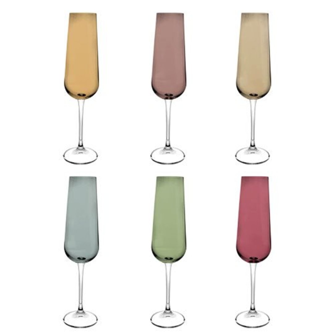 Imagem ilustrativa para Jogo de 6 taças para champanhe em cristal ecológico 220ml A26,5cm colorido