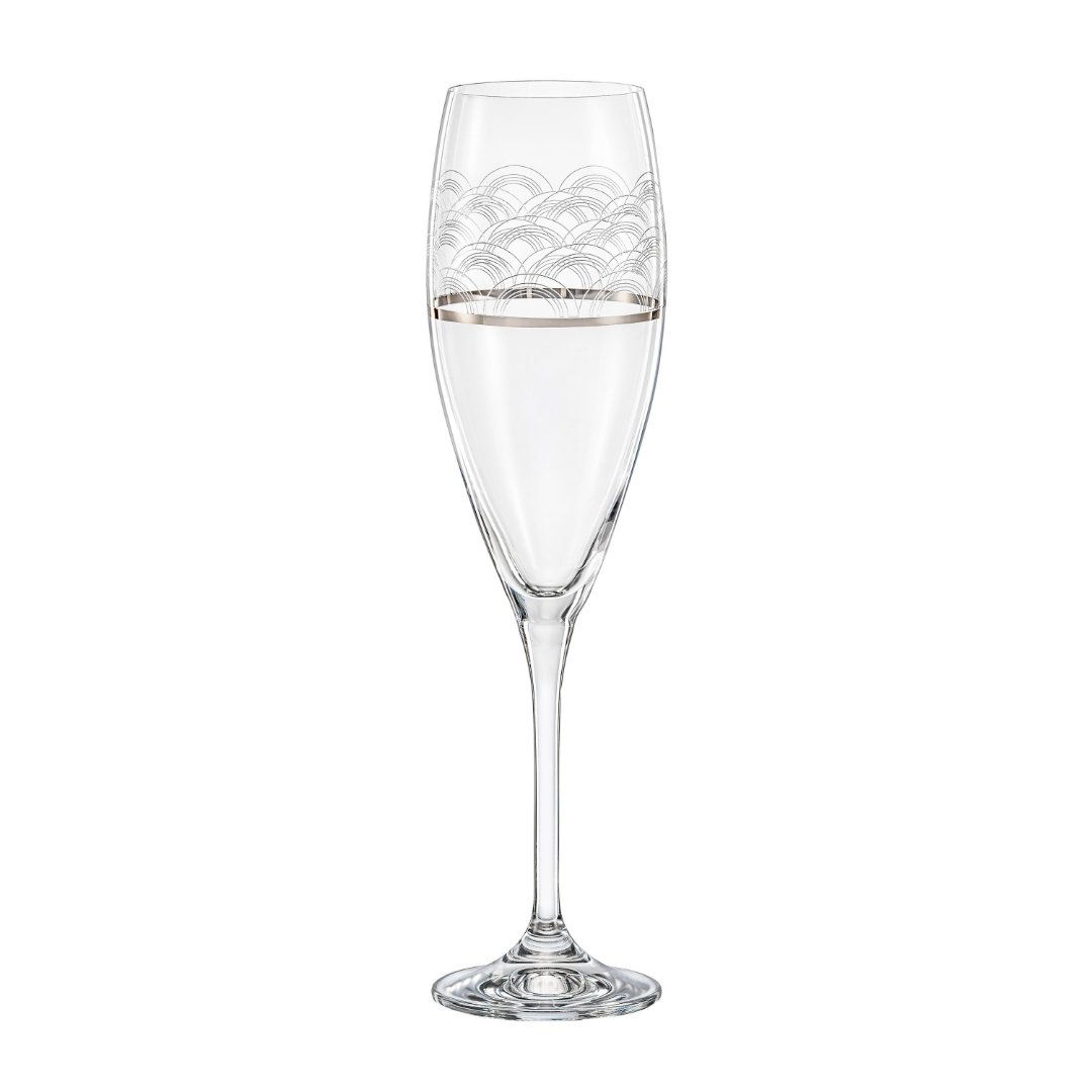 Imagem ilustrativa para Jogo de 6 taças para champanhe pantografada em cristal ecológico 210ml A24,1cm