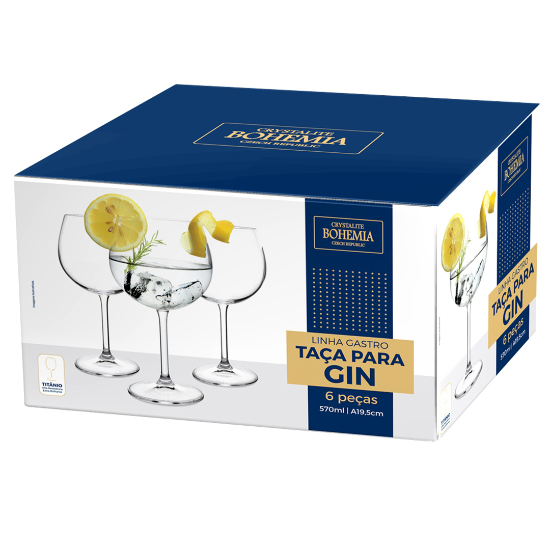 Fotografia para o produto Jogo de 6 taças para gin tônica em cristal ecológico 570ml A19,5cm