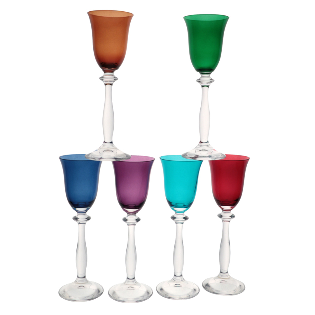 Fotografia para o produto Jogo de 6 taças para licor colorida em cristal ecológico 60ml A18,5cm colorido