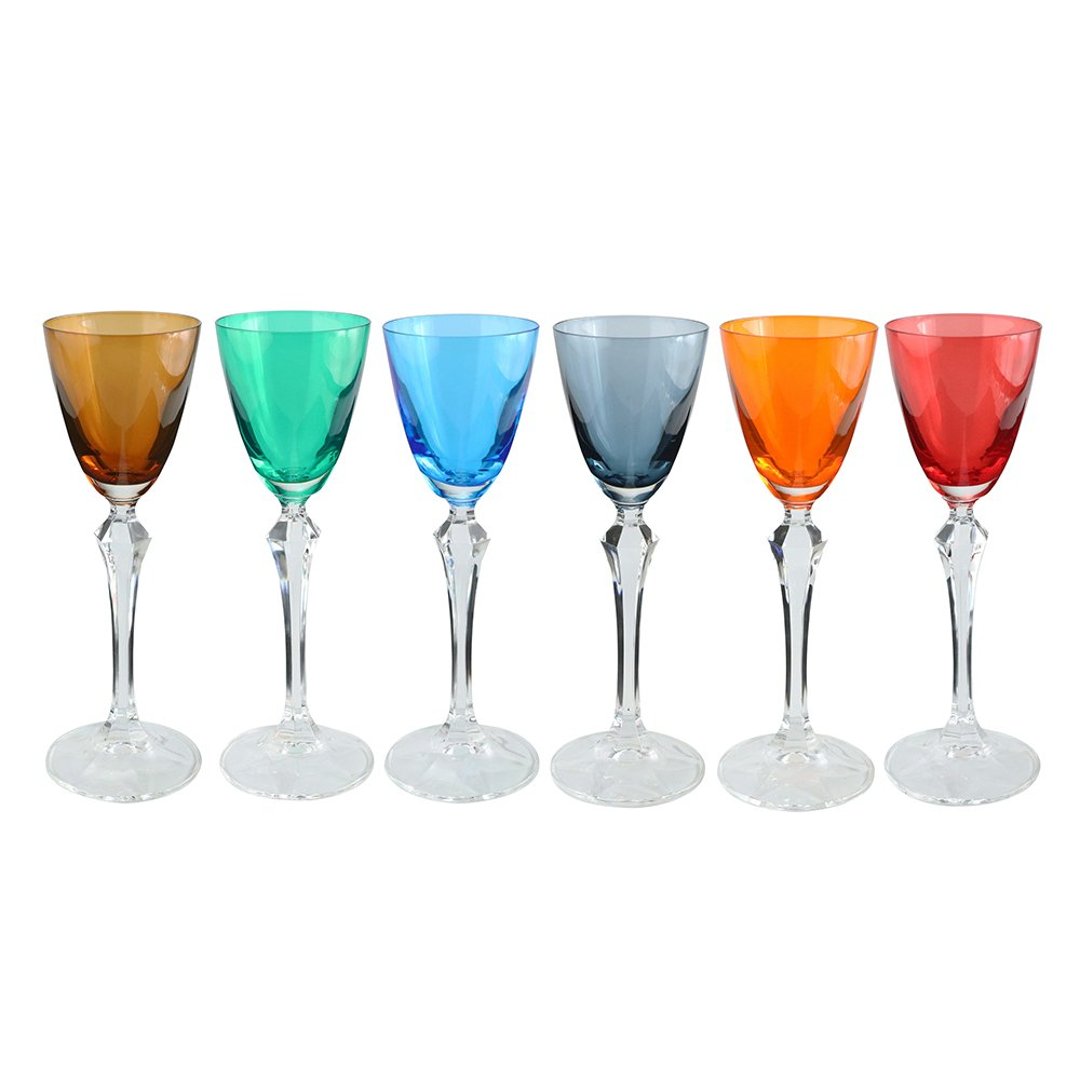 Imagem ilustrativa para Jogo de 6 taças para licor em cristal ecologico 70ml A19cm colorido