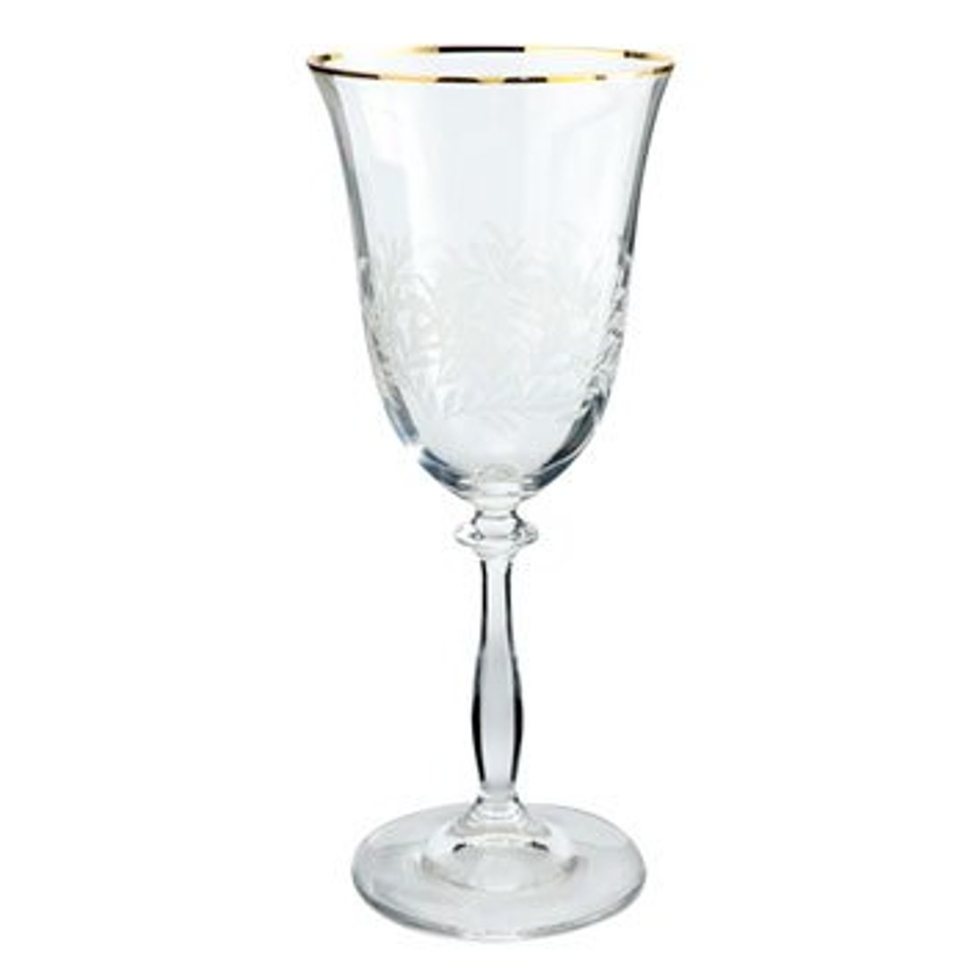 Fotografia para o produto Jogo de 6 taças para vinho em cristal com borda dourada 350ml A22,2cm