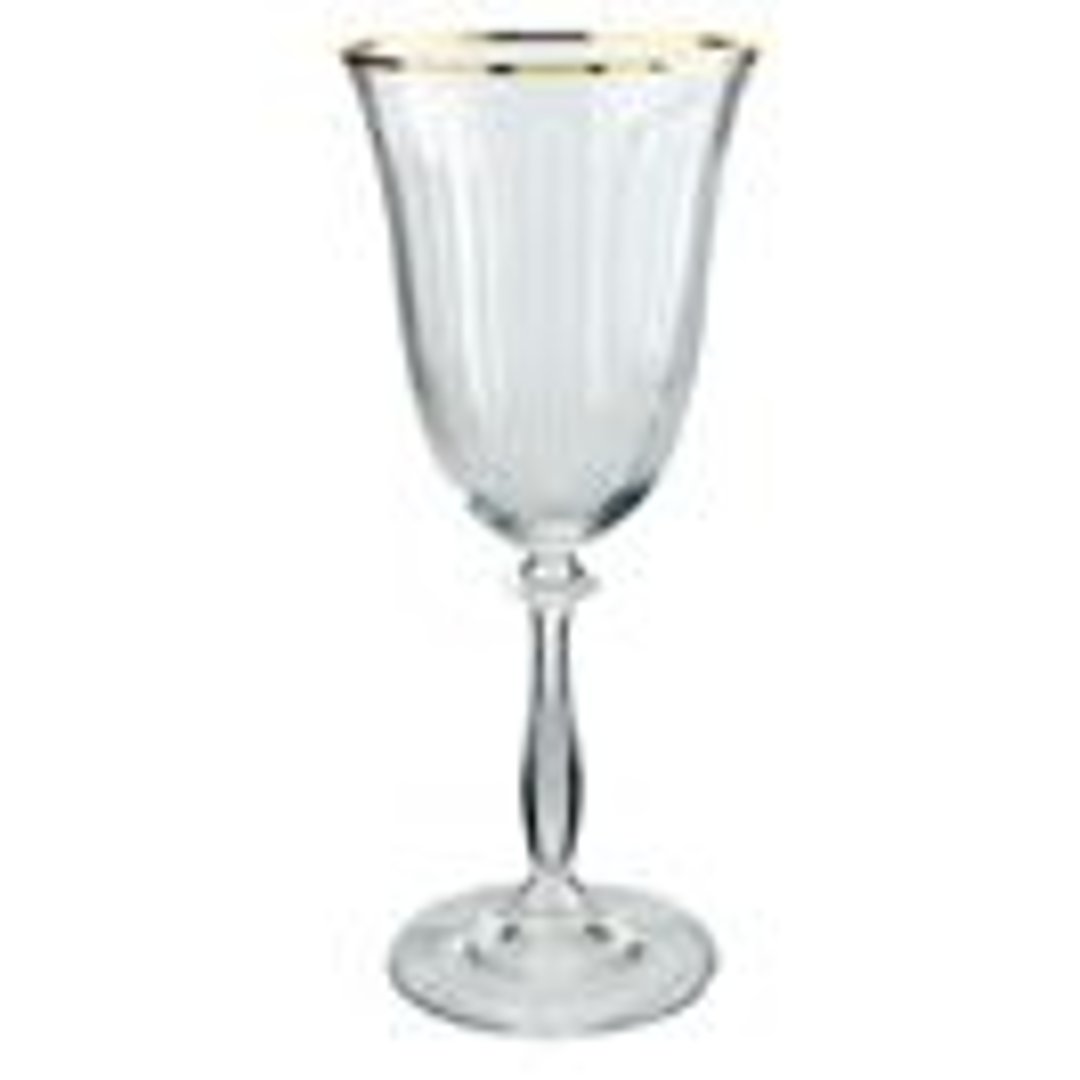 Fotografia para o produto Jogo de 6 taças para vinho em cristal com borda dourada 350ml A22,2cm