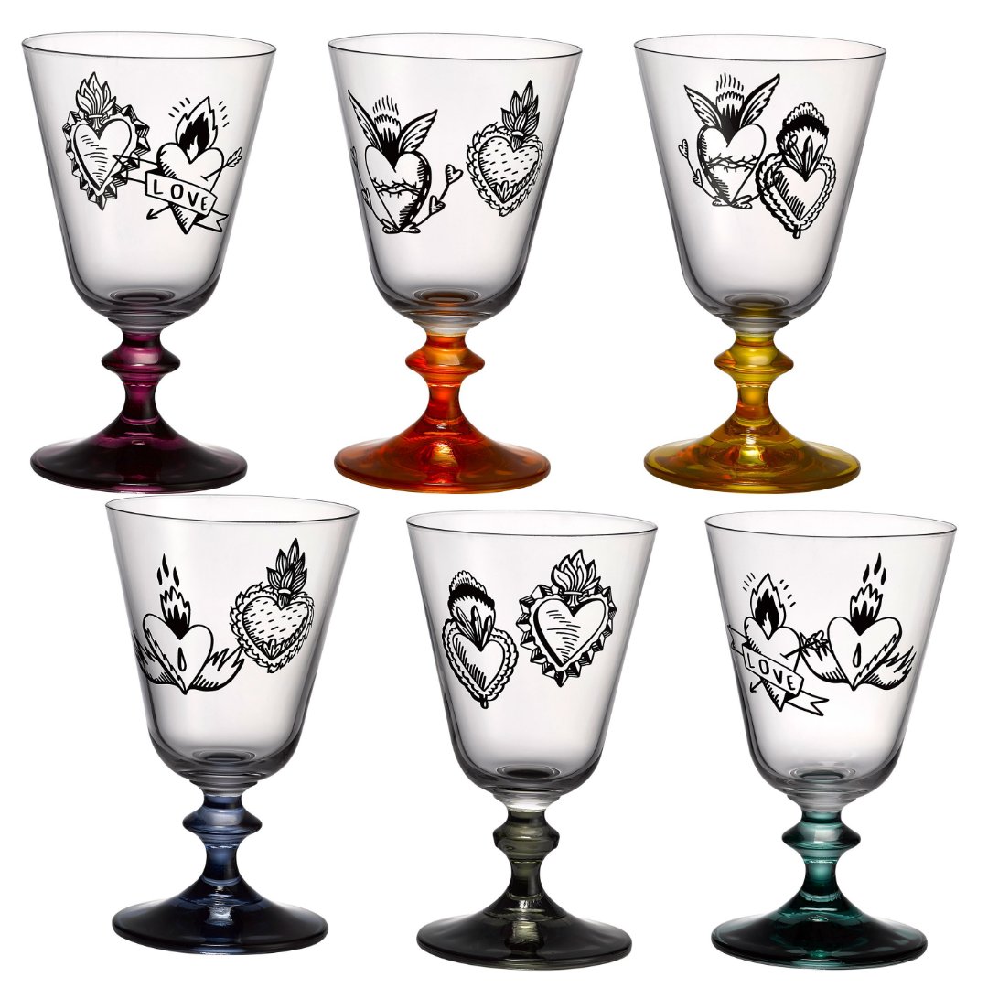 Imagem ilustrativa para Jogo de 6 taças para vinho em cristal ecológico 260ml A14,7cm sortido