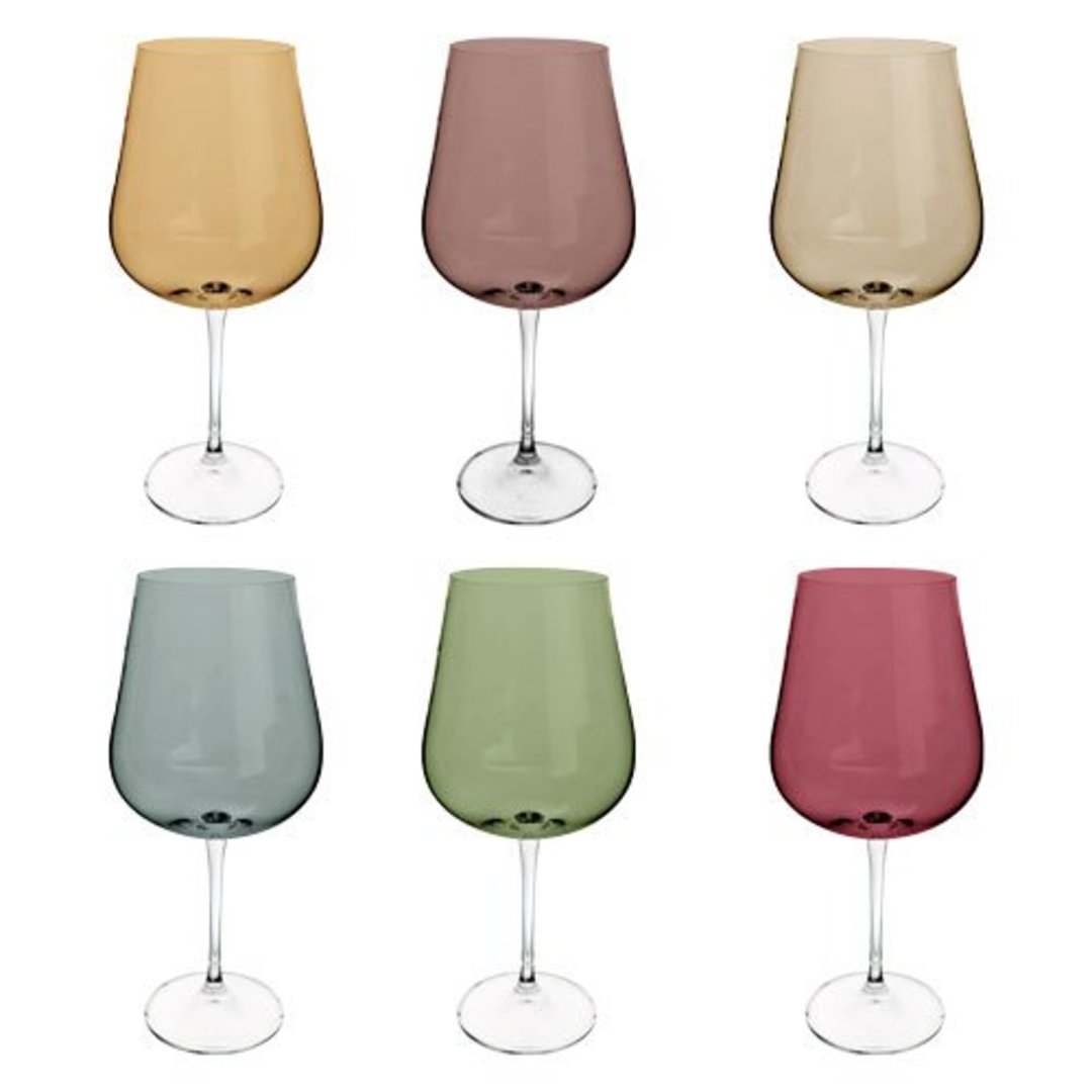 Imagem ilustrativa para Jogo de 6 taças para vinho tinto em cristal ecológico 540ml A23,5cm colorido