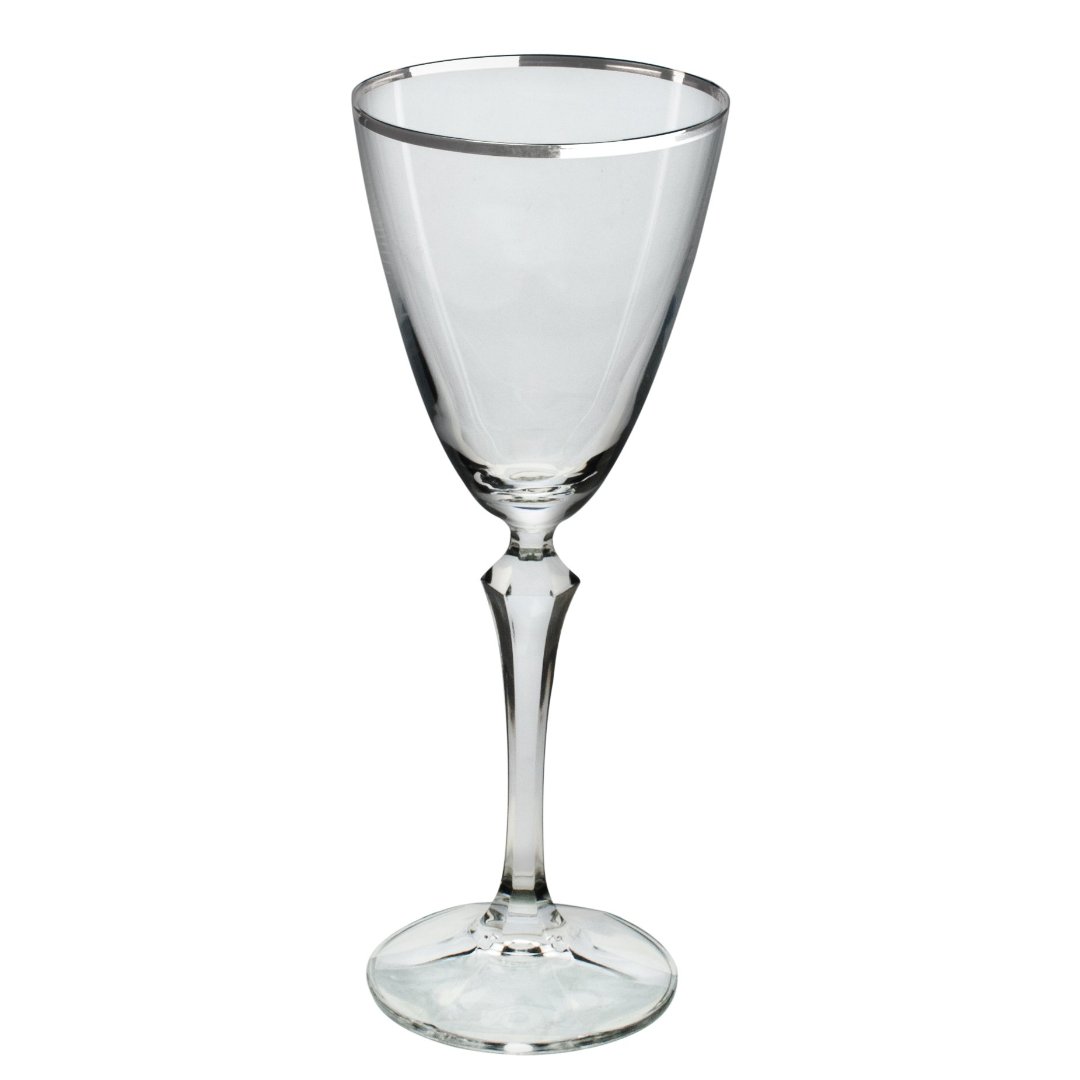 Fotografia para o produto Jogo de 6 taças silver rim para vinho em cristal ecológico 250ml A22cm
