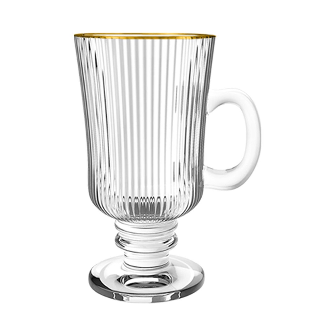 Imagem ilustrativa para Jogo de 6 xicaras Irish Coffee em cristal ecológico com borda dourada 230ml