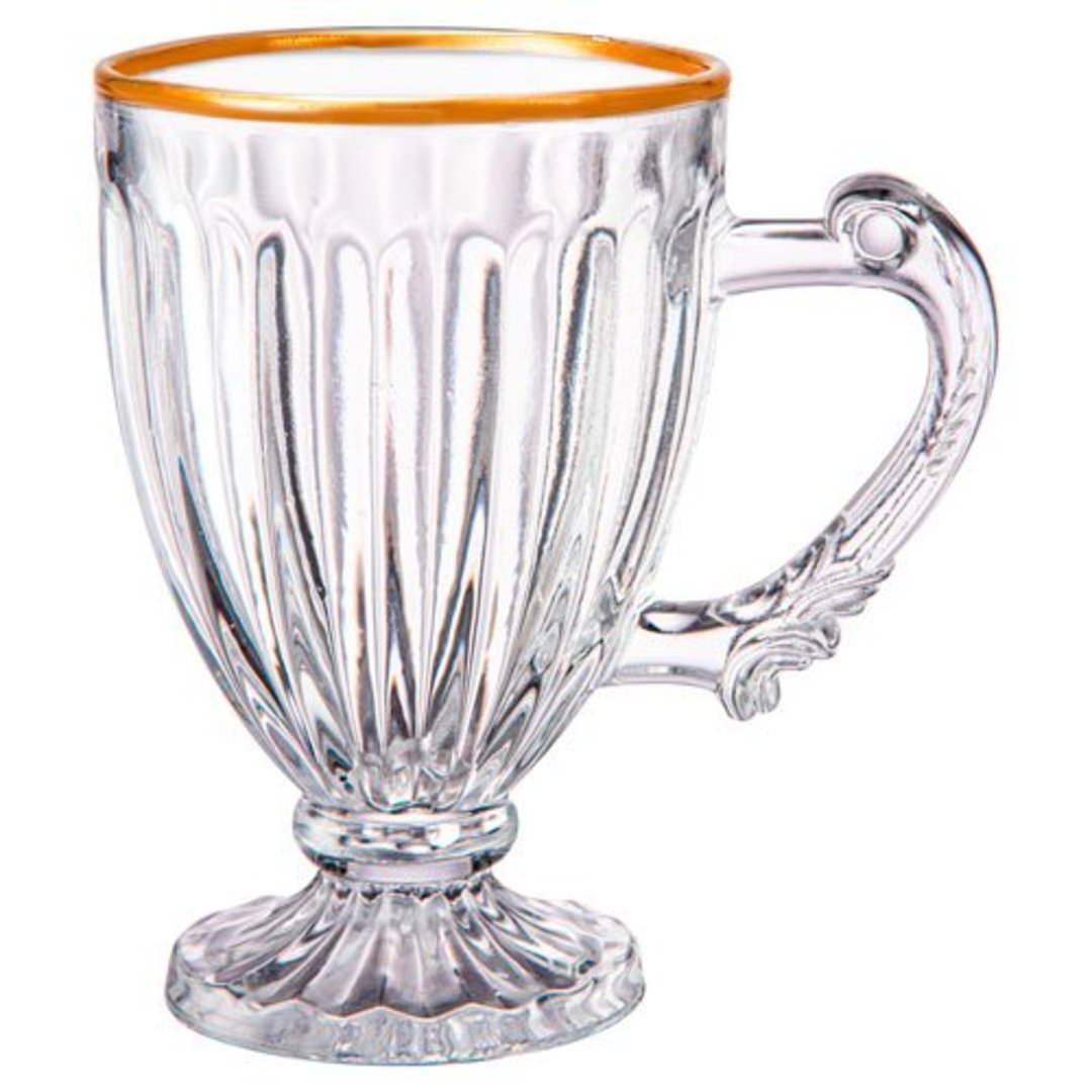 Fotografia para o produto Jogo de 6 xicaras para chá em cristal ecológico com borda dourada 190ml