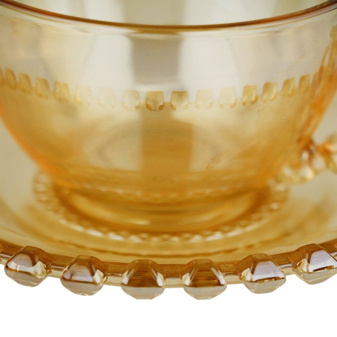 Fotografia para o produto Jogo de 8 peças Diamante para chá em cristal 200ml cor ãmbar luster