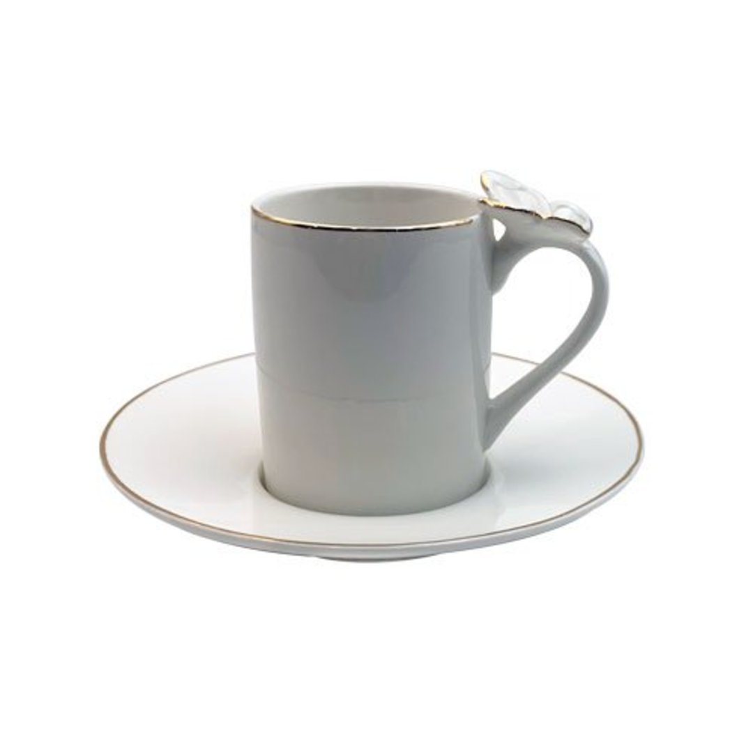 Imagem ilustrativa para Jogo de 8 peças para café em new bone china com borda dourada 100ml