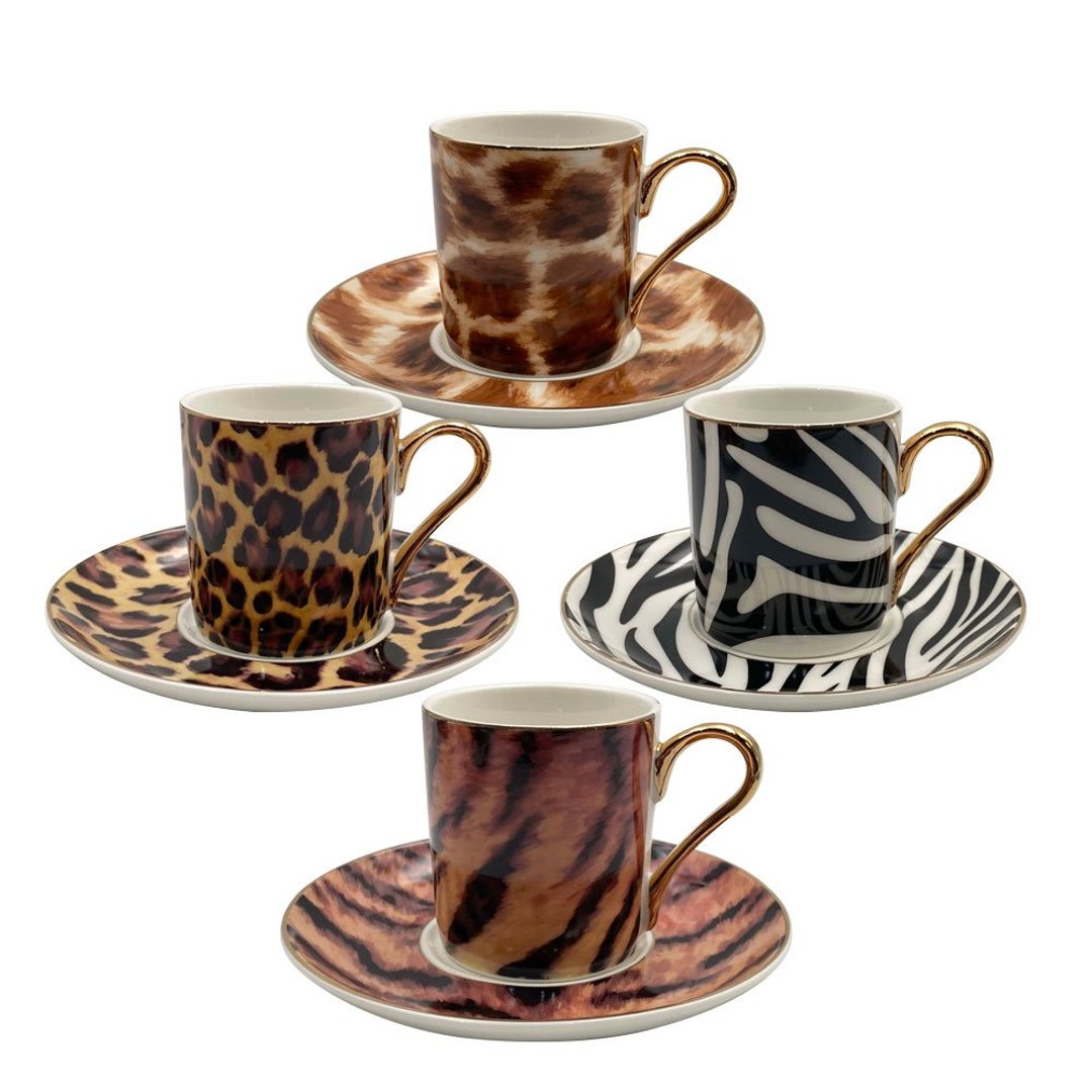 Imagem ilustrativa para Jogo de 8 peças para café em new bone china com borda dourada 90ml