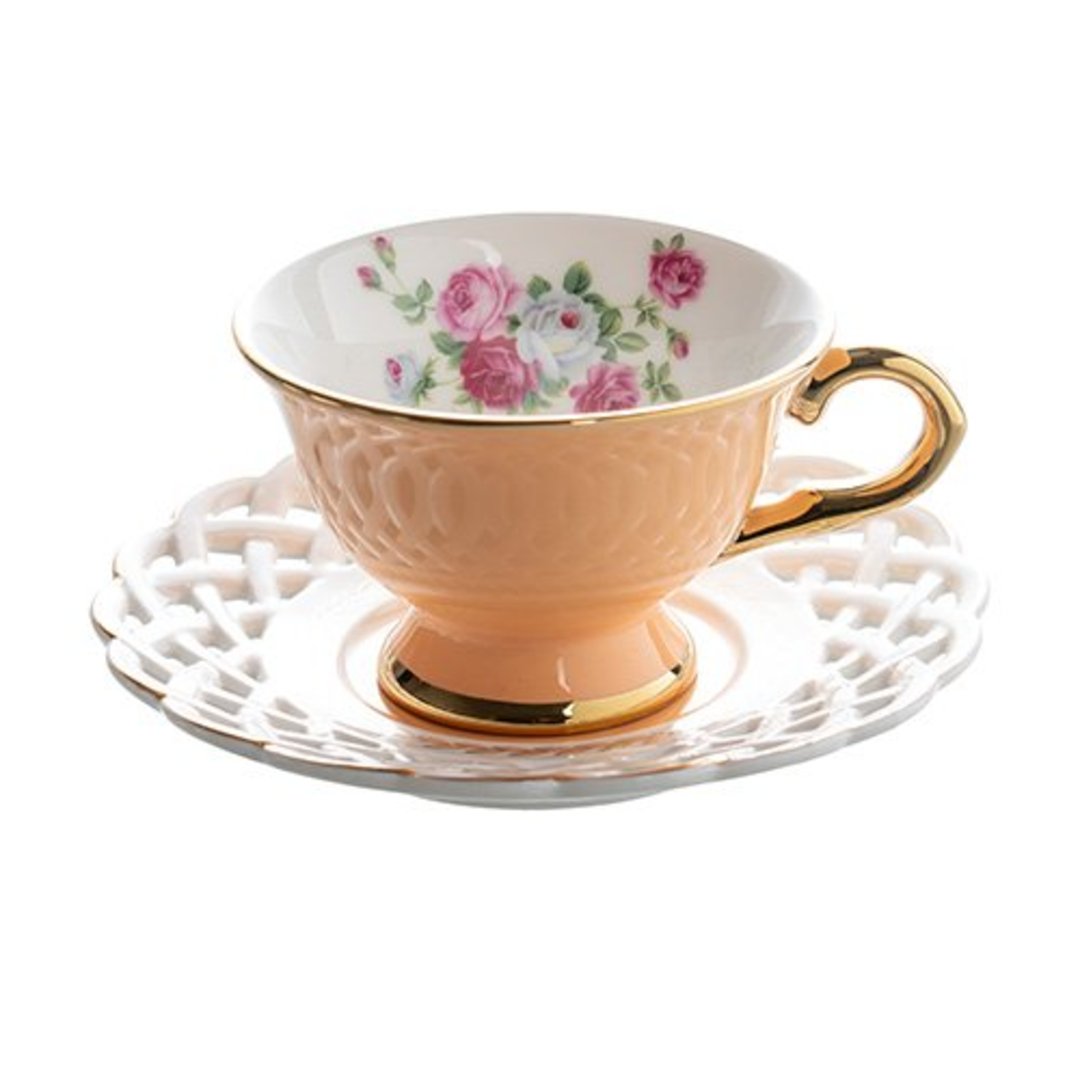 Imagem ilustrativa para Jogo de 8 peças para café em new bone china com borda dourada 90ml