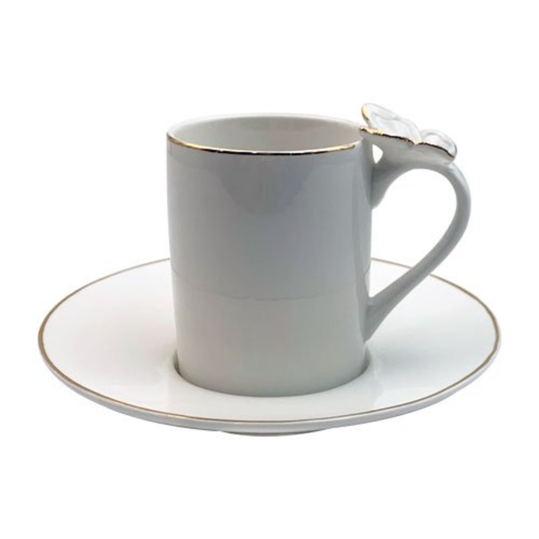 Imagem ilustrativa para Jogo de 8 peças para chá em new bone china com borda dourada 180ml