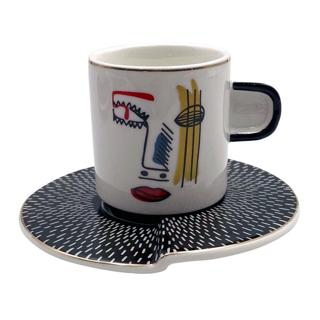 Imagem ilustrativa para Jogo de 8 peças para chá em new bone china com borda dourada 200ml