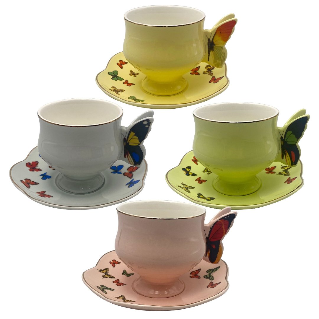 Imagem ilustrativa para Jogo de 8 peças para chá em new bone china com borda dourada 200ml