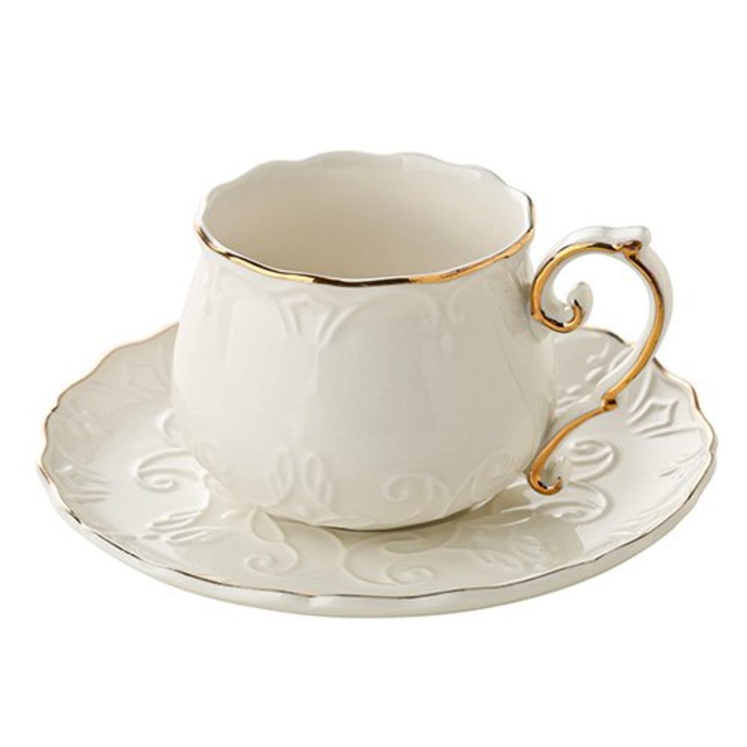 Imagem ilustrativa para Jogo de 8 peças para chá em new bone china com borda dourada 200ml branco