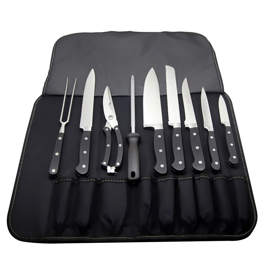 Imagem ilustrativa para Jogo de 9 peças para churrasco em aço inox com bolsa de nylon