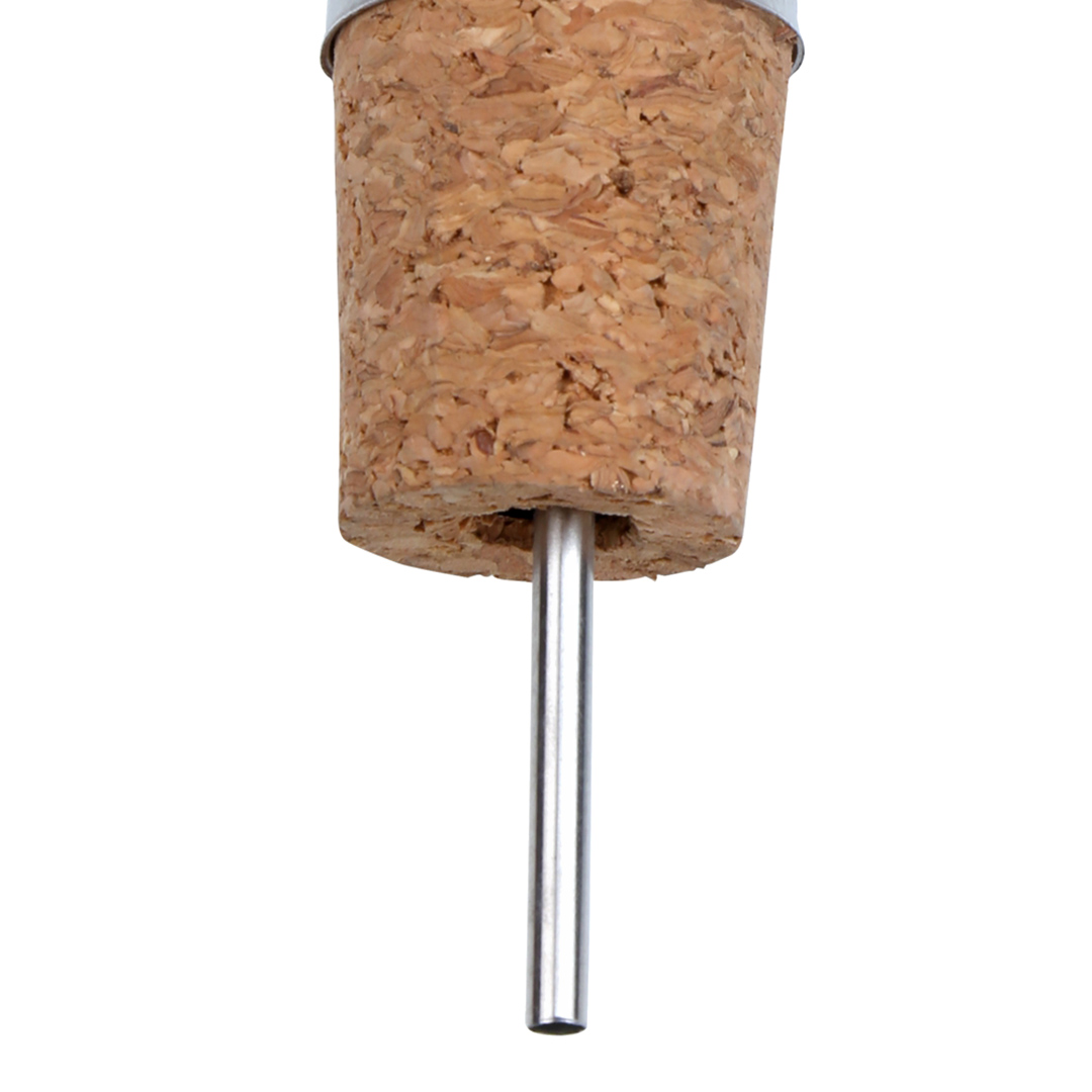 Fotografia para o produto Jogo de bico dosador para azeite com 2 peças em aço inox e cortiça 02,6xA9,6cm