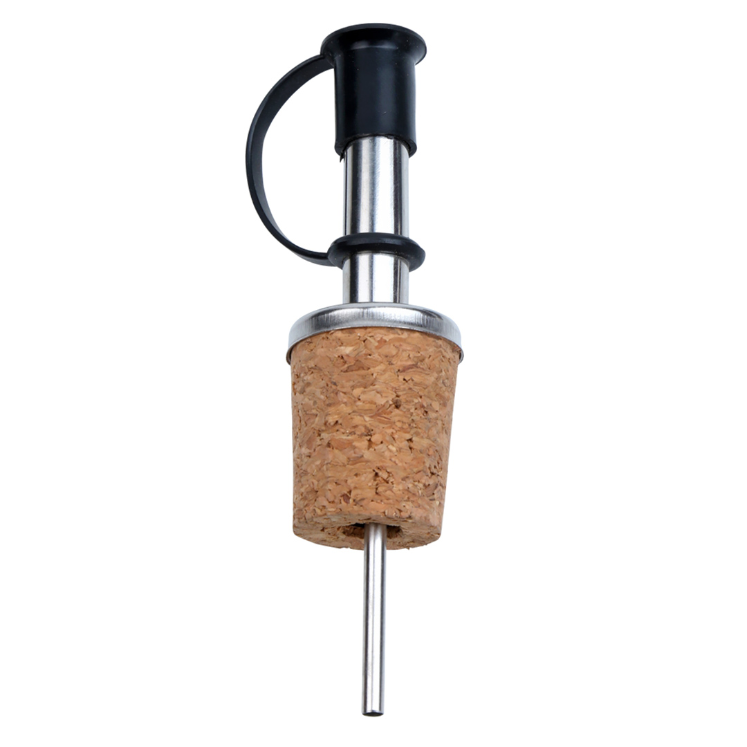 Fotografia para o produto Jogo de bico dosador para azeite com 2 peças em aço inox e cortiça 02,6xA9,6cm