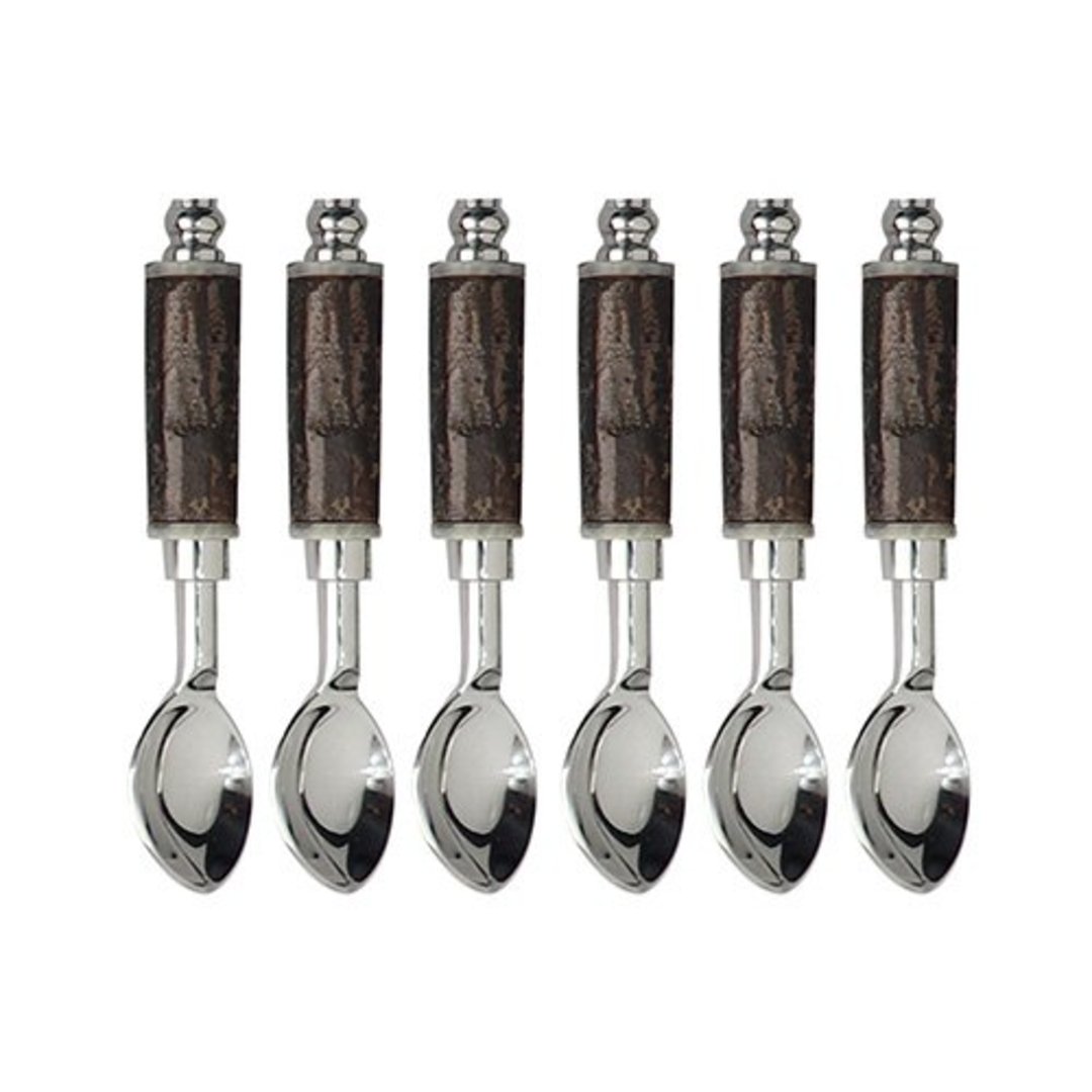 Imagem ilustrativa para Jogo de colheres para chá em aço inox com cabo em madeira 6 peças