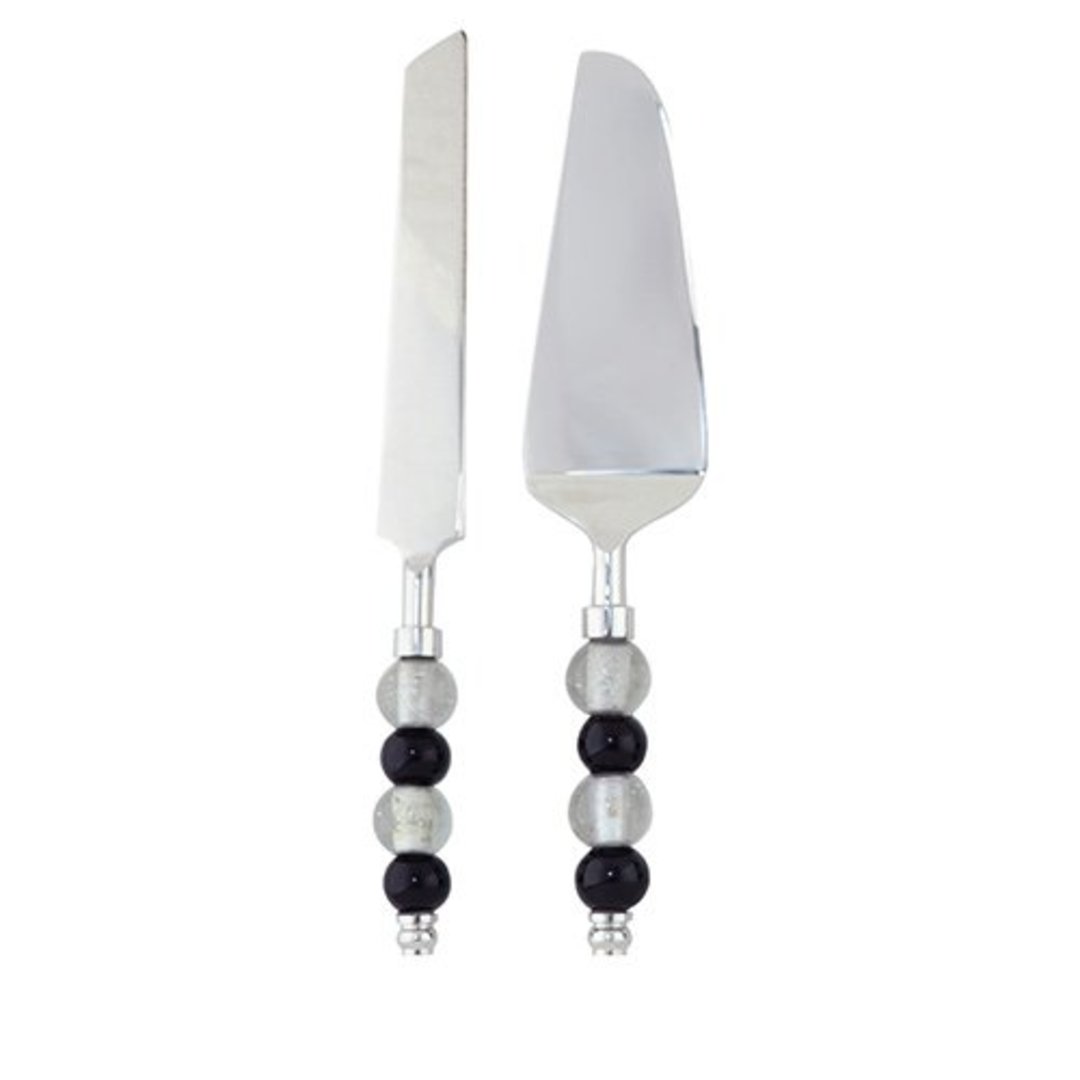 Imagem ilustrativa para Jogo de faca e espátula em aço inox com cabo em vidro 2 peças