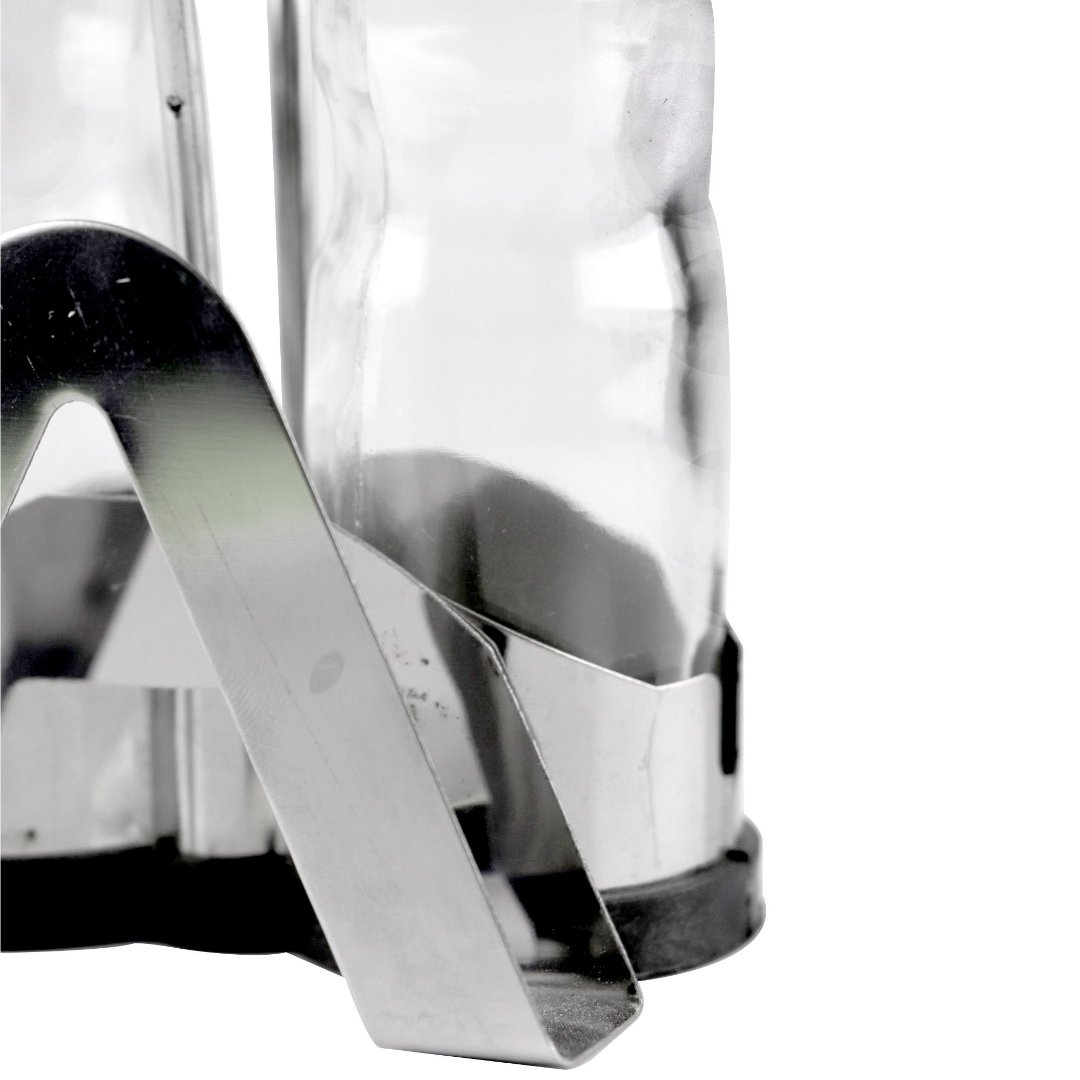 Fotografia para o produto Jogo de saleiro e pimenteiro em aco inox com porta guardanapo D3,3xA9cm