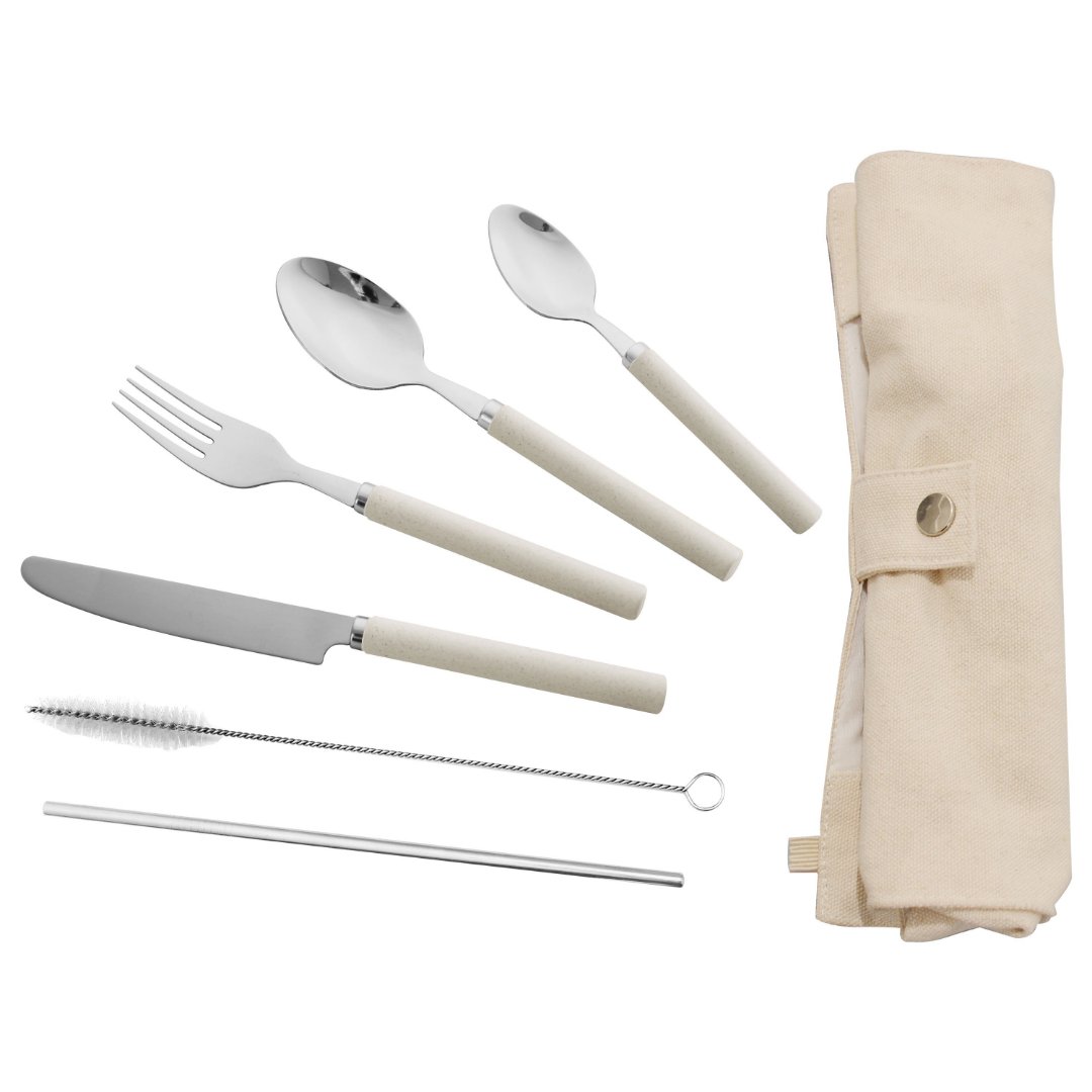 Imagem ilustrativa para Jogo de talheres em aço inox com cabo plástico 7 peças
