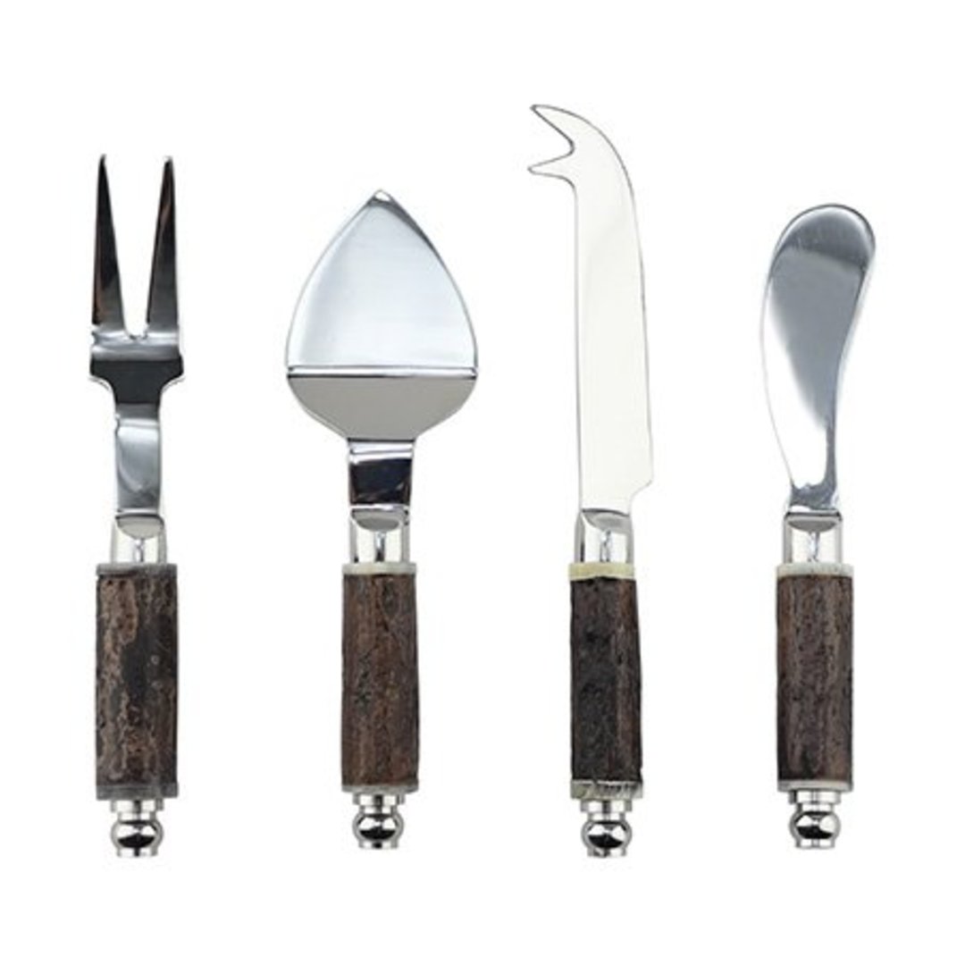 Imagem ilustrativa para Jogo de talheres para queijo em aço inox com cabo em madeira 4 peças