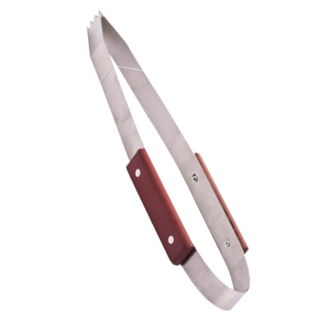 Fotografia para o produto Jogo para churrasco 3 peças (espátula, garfo, pegador) em aço inox com cabo em madeira