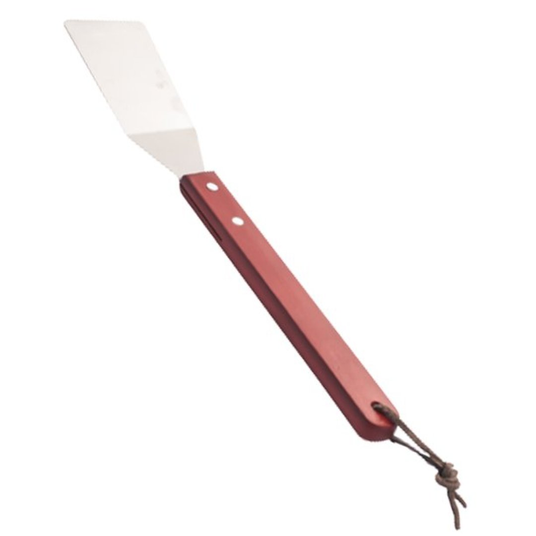 Fotografia para o produto Jogo para churrasco 3 peças (espátula, garfo, pegador) em aço inox com cabo em madeira