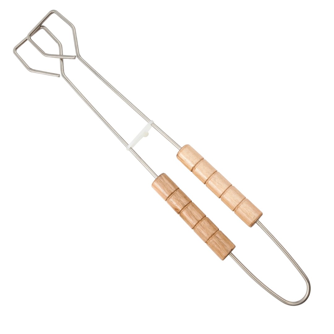 Fotografia para o produto Jogo para churrasco 3 peças (espátula, garfo, pegador) em aço inox com cabo em madeira