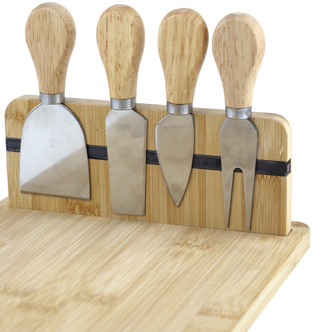 Fotografia para o produto Jogo para queijo com 5 peças em bambu L30xP20xA8cm