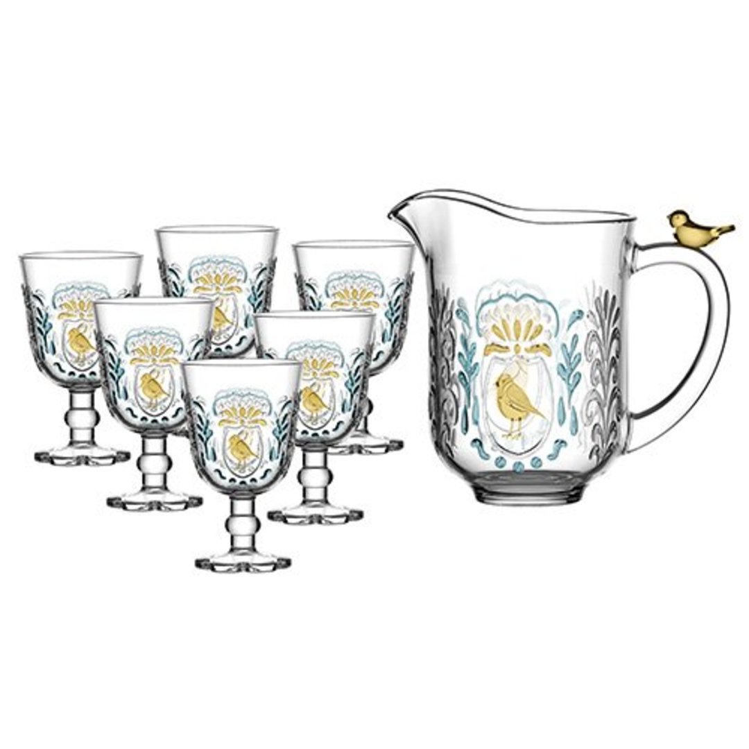 Imagem ilustrativa para Jogo para refresco 7 peças em cristal (6x280ml 1x1,7L) amarelo