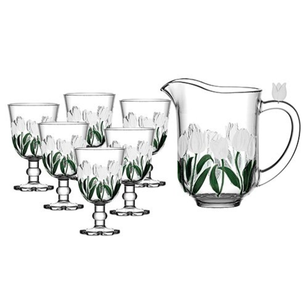 Imagem ilustrativa para Jogo para refresco 7 peças em cristal (6x280ml 1x1,7L) branco