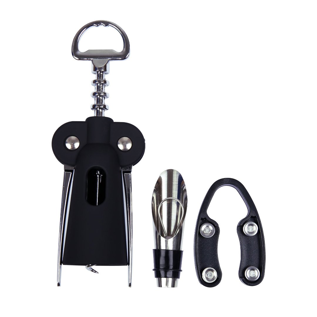 Fotografia para o produto Jogo para vinho com 3 acessorios em Inox preto