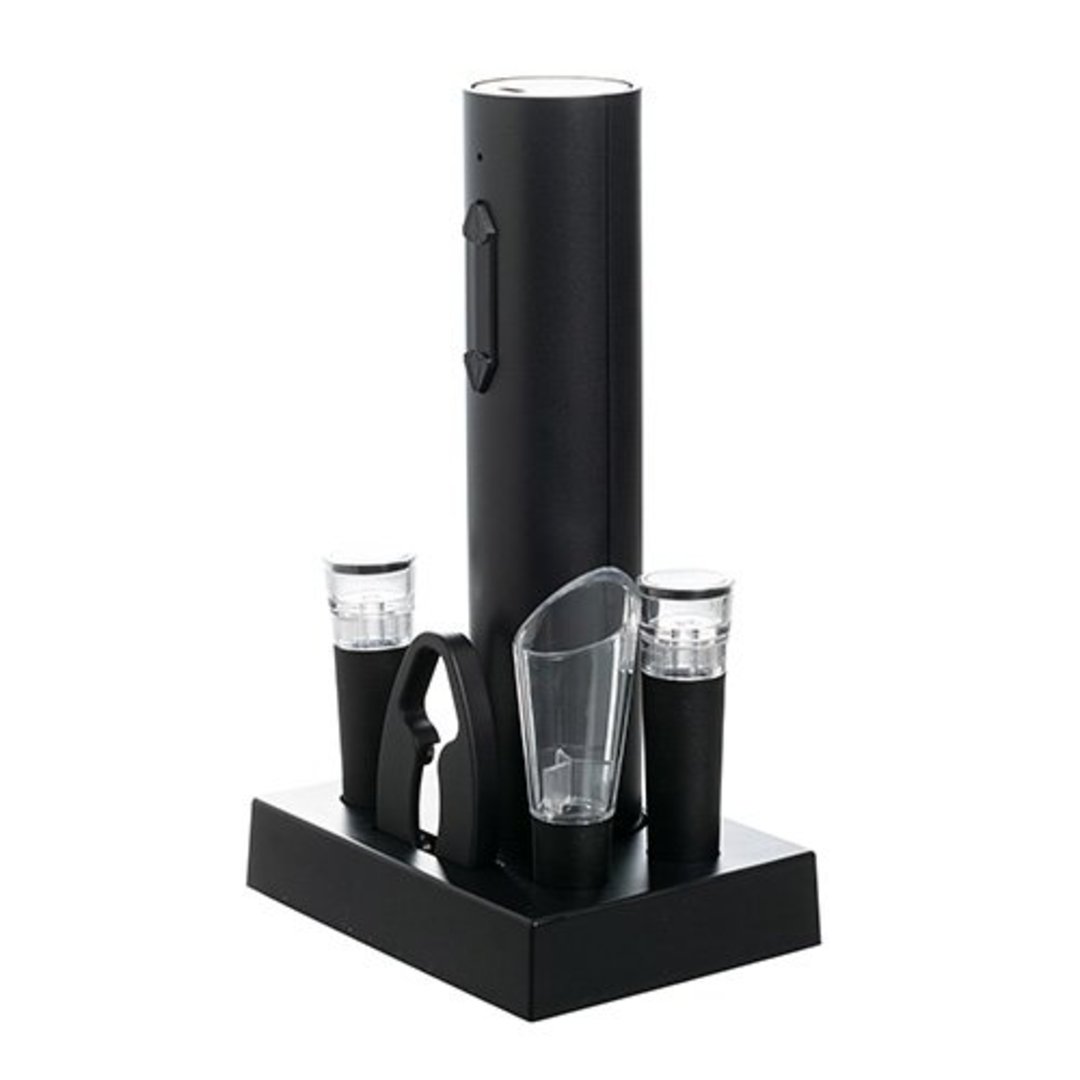 Imagem ilustrativa para Jogo saca-rolhas recarregavel USB em ABS 5 acessórios preto