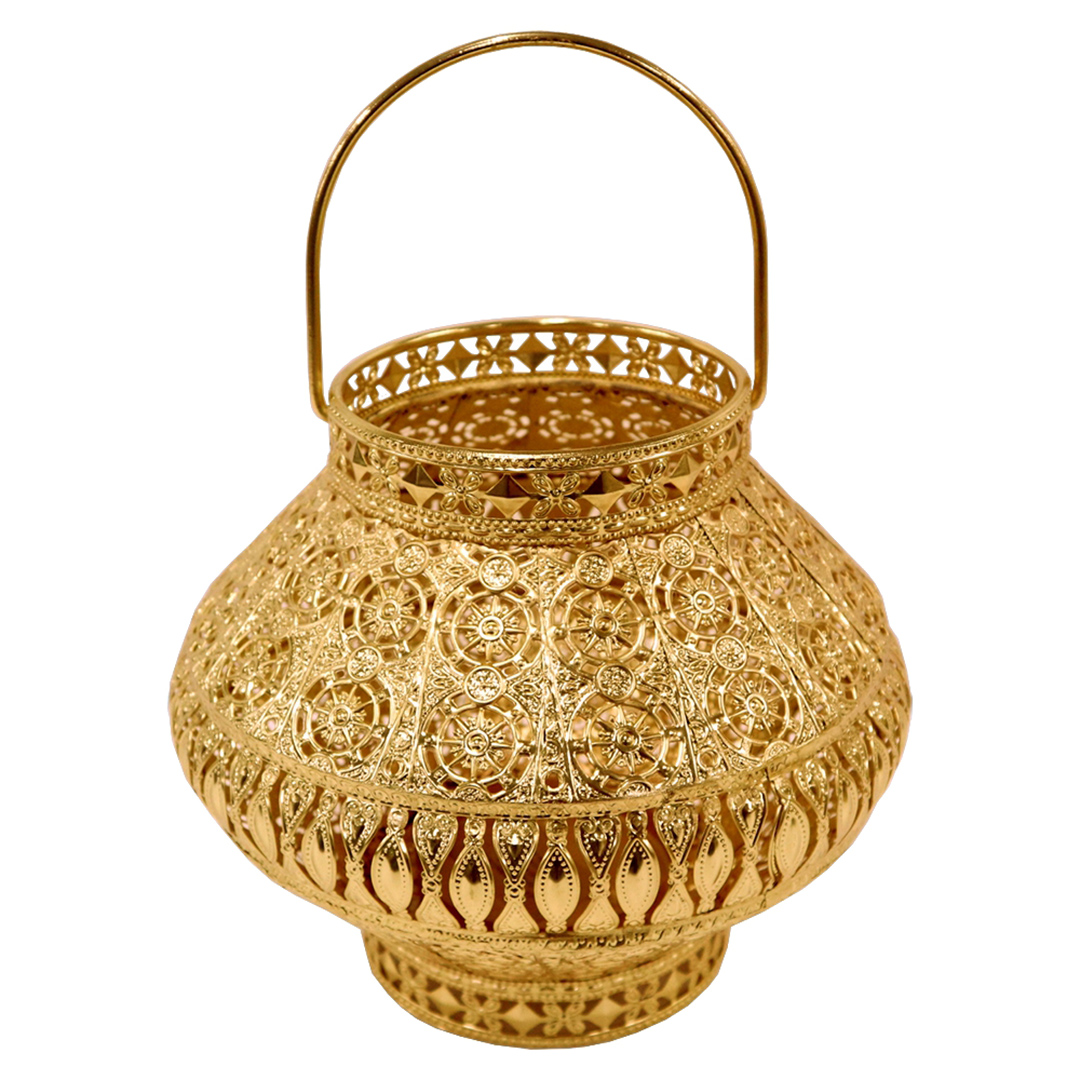 Imagem ilustrativa para Lanterna decorativa em ferro 18,5xA16,5cm cor dourada