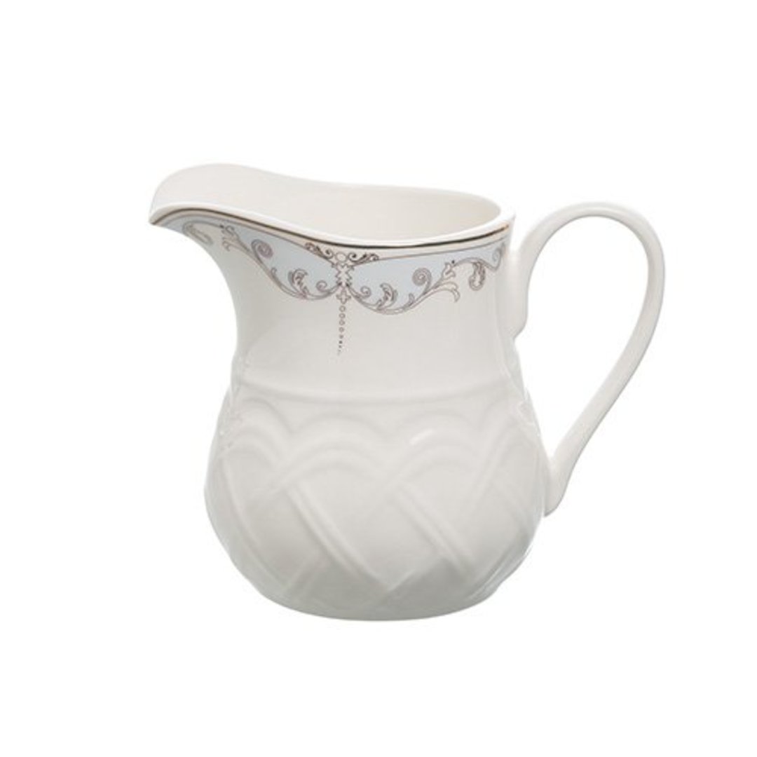 Imagem ilustrativa para Leiteira em bone china com borda dourada 200ml P8xL11,5xA9,2cm branco