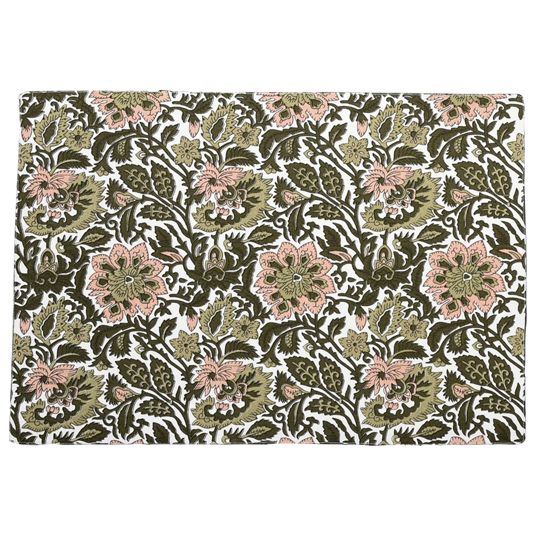 Imagem ilustrativa para Lugar americano em tecido estampado P48xL33cm verde e rosa