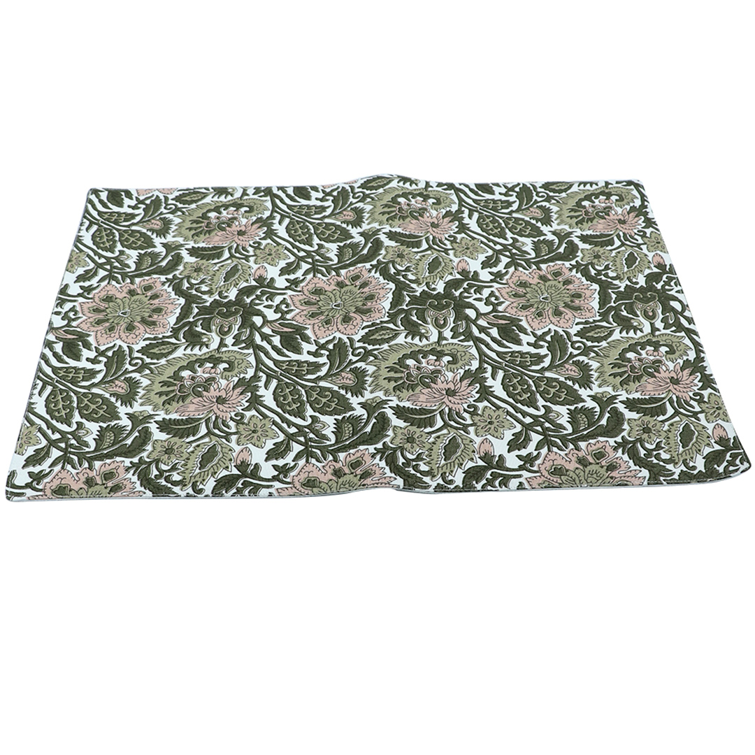 Fotografia para o produto Lugar americano em tecido estampado L33xP48cm cor cinza e rosa