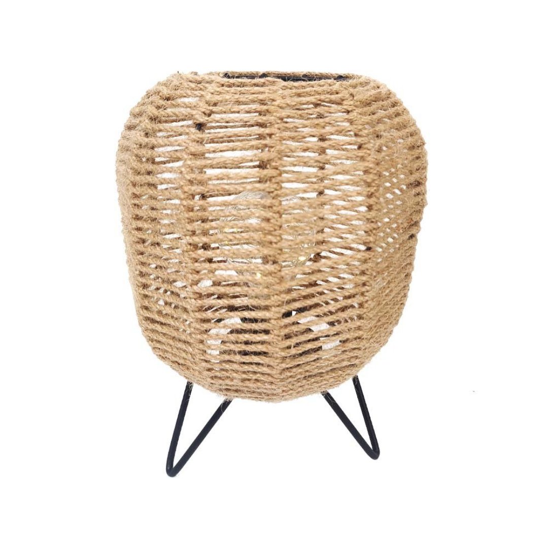 Imagem ilustrativa para Luminaria led a pilha de mesa em fibra natural A22cm marrom