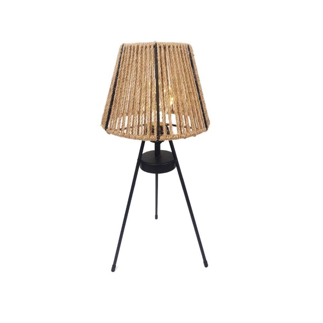 Imagem ilustrativa para Luminaria led a pilha de mesa em fibra natural A39cm marrom