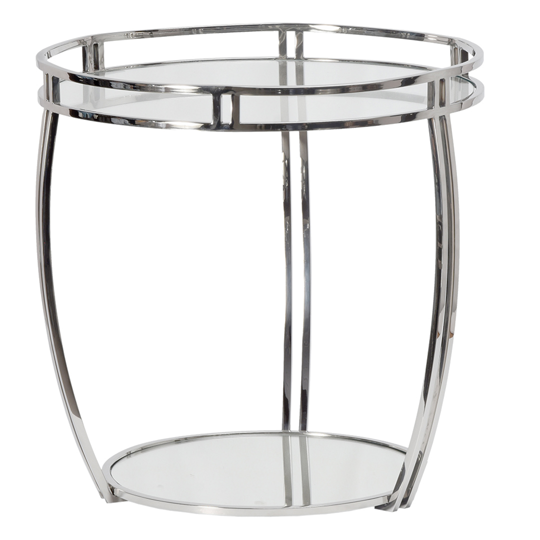 Fotografia para o produto Mesa de centro redonda em aço inox espelhado e vidro 050xA50cm