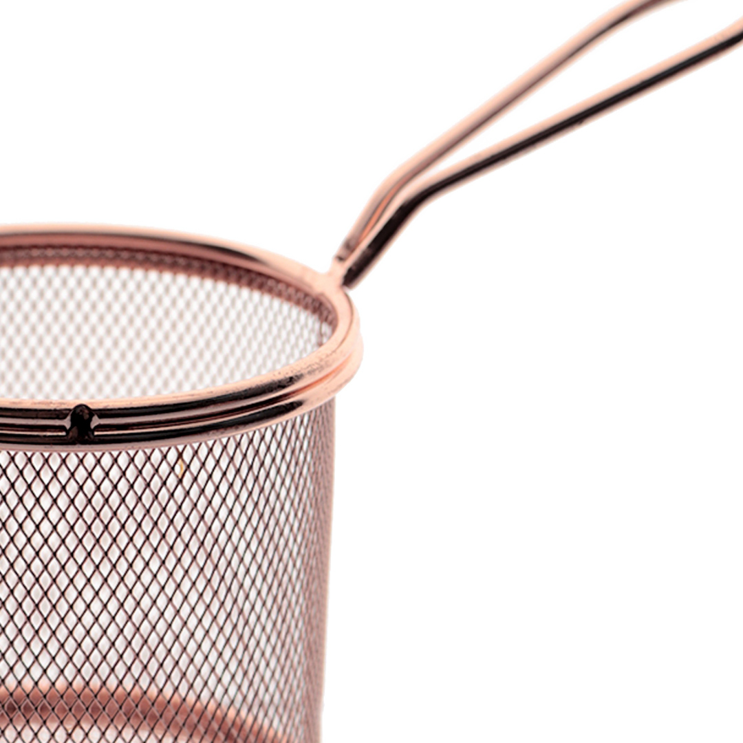 Fotografia para o produto Mini cesta redonda para alimentos em aço inox 08,8xA9cm cor rosé